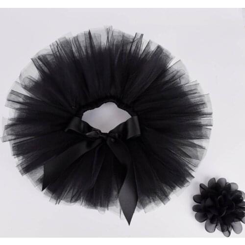 Black Baby Girls Fluffy Tutu Skirt & Headband Set Newborn Photo Prop Costume Infant Birthday Tulle Tutus Outfit For 0-12M
