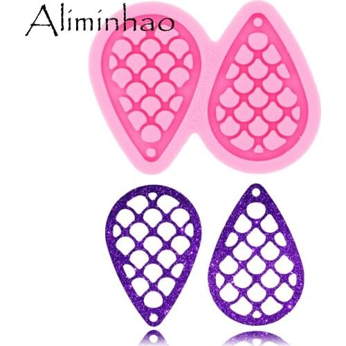 DY0371 L/M/S Fish Scale Shape Tear Drop Hoop Earrings Handmade DIY Epoxy Silicone Molds Fashion Jewelry Resin Craft Mould