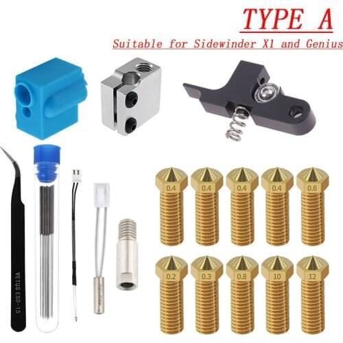 Titan Aero Extruder for Sidewinder X1 Genius Volcano Nozzle Silicone Sleeve Throat Handle Thermistor Heating pipe Heat Block Kit