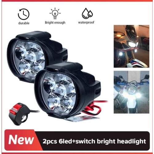 2Pcs Motorcycles Headlight 6000k White Super Bright Vehicle 6LED Fog Lamp 1200LM LED Scooters Spot Motorcycle Accessories