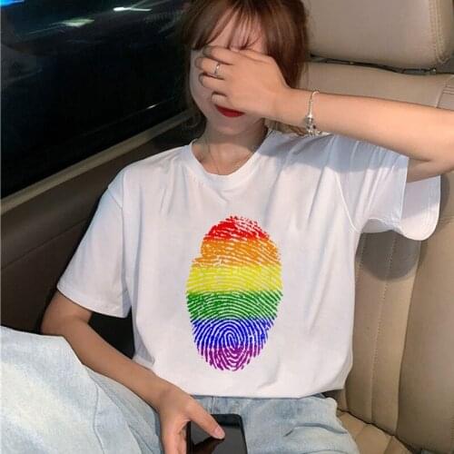 Fingerprint Graphic Print T-shirt Summer Harajuku Woman T-shirt Short Sleeve Fashion Retro Grunge T-shirt Female