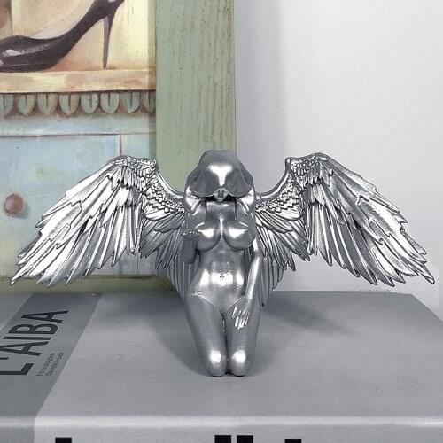 Artistic Nude Angel Statue Praying Girl In Cloak Cap Home Garden Decoration Mythology Figure Living Room Desktop Resin Sculpture