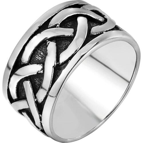 Vintage Stainless Steel Celtic Knot Ring Punk Viking Rune Ring Men Fashion Hip Hop Hippie Jewelry Dropshipping Store