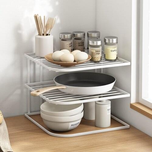 Creative Modern Kitchen Shelf Floor Multi-layer Pot Shelf Household Kitchen Supplies Hollow Countertop Iron Corner Storage Rack