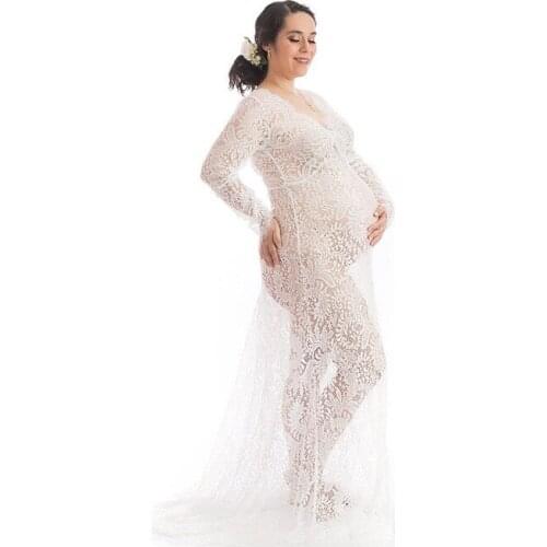 Lace Long sleeve Maternity Photography Props Dresses For Pregnant Women Pregnancy Clothes Maternity Dresses For Photo Shoot 2019