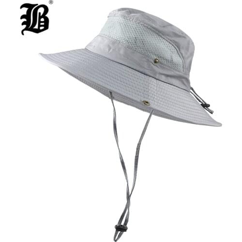 [FLB] Sun Hat Bucket Summer Men Women Fishing Boonie Hat Sun Long Large Wide Brim Bob Hiking Outdoor Hats For Men F329