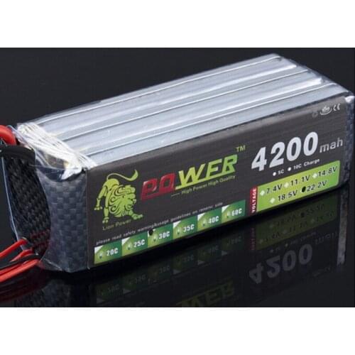 Lion Power 22.2V 4200MAH Lipo Battery 30C For remote control helicopter and RC Car 6S Lipo 22.2 V 4200 mah T/XT60 Plug