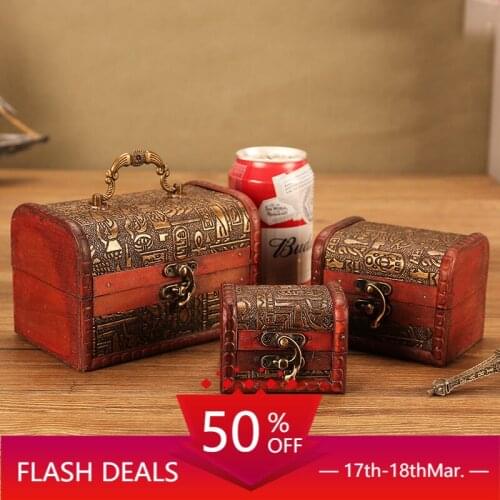 Retro Small Wooden Box Chinese Style Box Wooden with Lock Jewelry Box Ancient Style Packaging Jewelry Box Treasure Ornaments