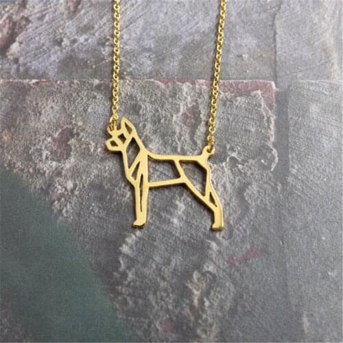Cute pet Origami Miniature Pinscher dog Pendant Choker Necklace for women girls delicate Christmas gift Jewelry