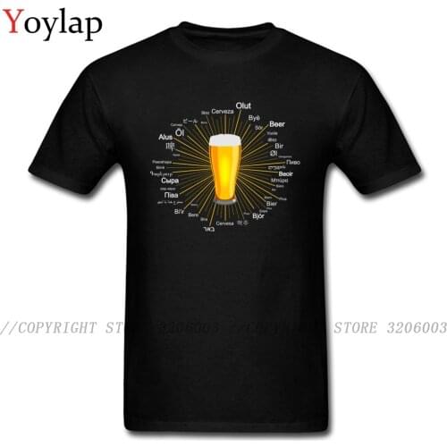 Word Beer In 45 Different Languages Different Style Mens O Neck Top T-shirts Simple Design Cotton Tops T Shirt