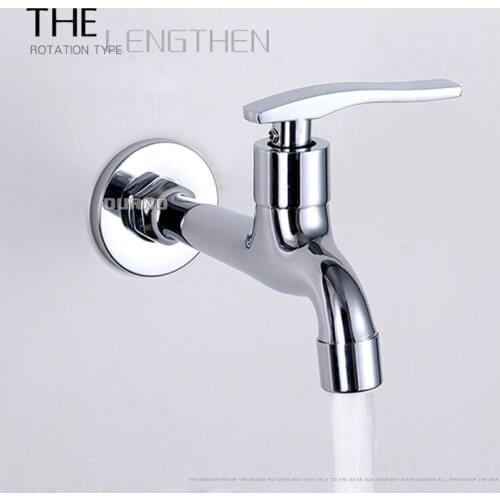 Wall Mounted Full Copper lengthen thickening washing machine bibcock single cold mop pool faucet water brass bibcock tap