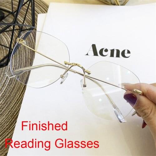 Rimless Reading glasses Women Female Blue light Rearder Glasses Big Transparent Eyeglasses Frame Elegant Fashion Eyewear