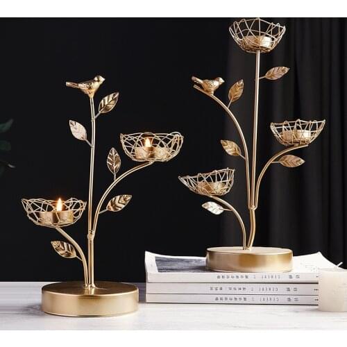 Nordic Golden Metal Candlesticks Candle Holders Wedding Home Decorations Accessories Salon Candles Container Furnishings Gifts