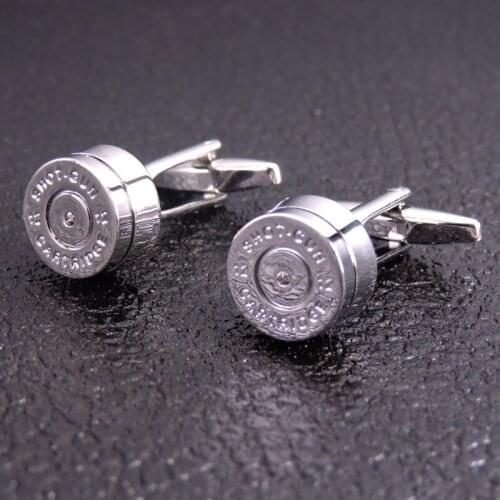 HYX Luxury shirt cufflinks for mens Brand cuff buttons Silvery bullet cuff link High Quality Stainless steel abotoaduras Jewelry