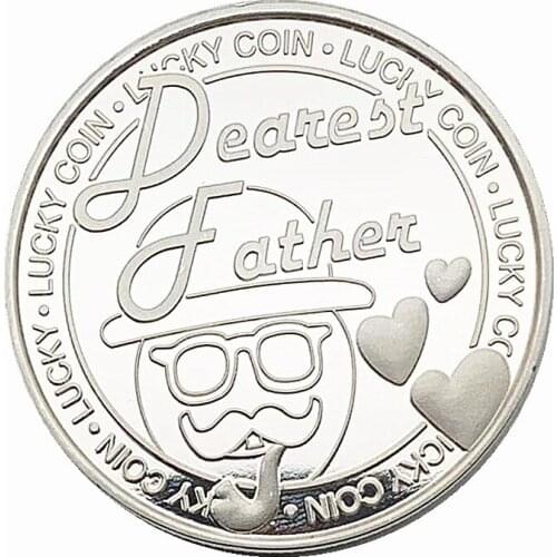 Russian Fathers Day Silver-plated Four-leaf Clover Commemorative Coin Collection Coin Lucky Blessing Coin Love Medal