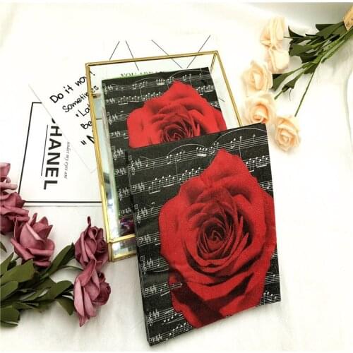 20Pcs/lot 33*33cm Color Printed Napkin Folding Tissue Restaurant Wedding Rose Square Tissue Hotel DIY Party Paper Towel Decor