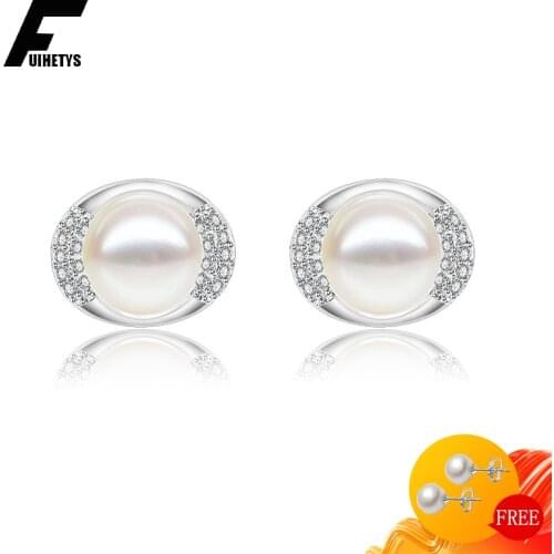 Bali Jelry Fashion Pearl Earrings 925 Silver Jewelry Zircon Gemstone Accessories Stud Earring for Women Wedding Engagement Party