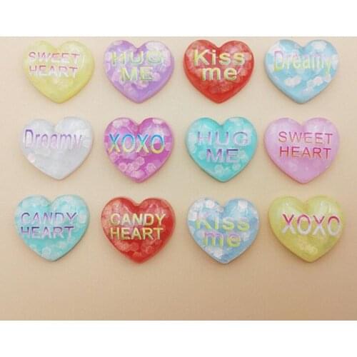10pcs/lot Resin lovely Colorful Flat back heart shape appliques DIY Wedding Ornaments scrapbook craft