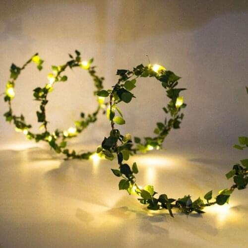 LED Leave Garland Copper Wire String Lights Rattan DIY Battery Operated Light for Party Wedding Christmas Home Decor Fairy Light