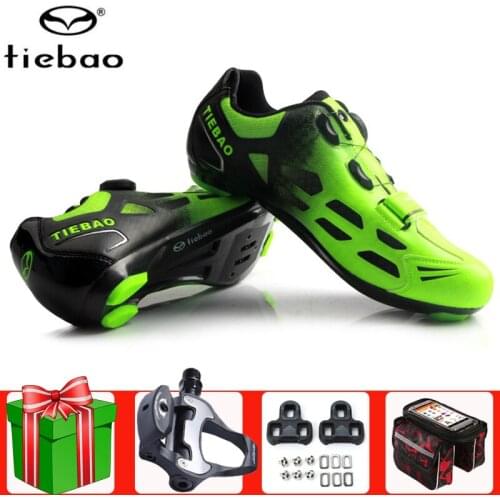 TIEBAO Men Road Cycling Shoes 2021 Green Sapatilha Ciclismo Self-Locking Sneakers Women Bike Triathlo Bicycle Riding Bicicleta