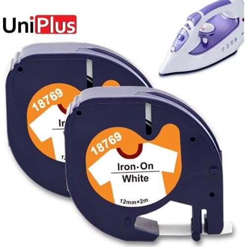 UniPlus Compatible Dymo Letratag 12mm Label Tape Iron on Fabric Clothes Printer for Dymo Labeller LT-100H QX50 18771 18769 18768