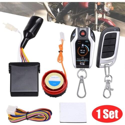 1Set 12V Universal Motorcycle Motorbike Scooter Compact Security Alarm System 2pcs Remote Control Engine Start