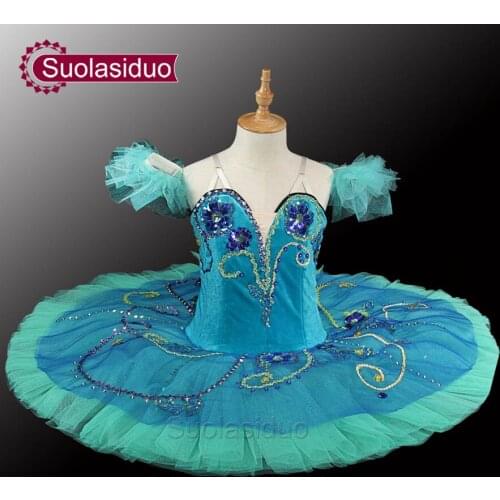 Women Green Fairy Ballet Tutu Velvet Bodice Nice Sleeping Beauty Blue Professional Classical Ballet Tutu For Girl SD0038