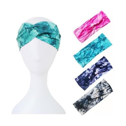 1pcs Tie Dye Printing Twist Stretch Elastic Women Headband Hair Accessories Turban Headwear Bandage Hair Band Bandana