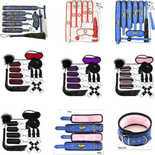 10PCS/7PCS Nurse Police Stewardess Styles Erotic Sex Toys Leather Erotic BDSM Sex Kits Bondage Handcuffs Whip Eyeshade SM Toys