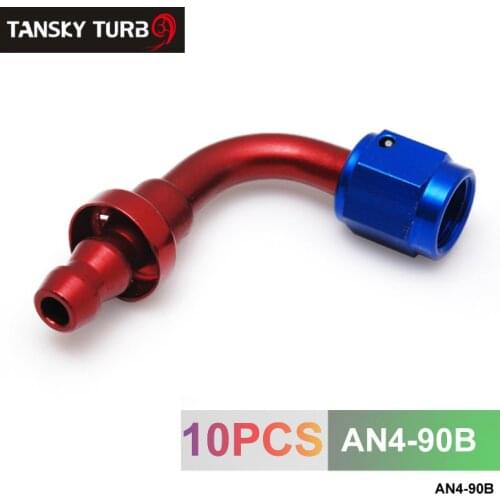 10pcs /set 90Degree High Performance AN-4 Hose End Fitting Aluminum oil cooler hose fitting AN4-90B