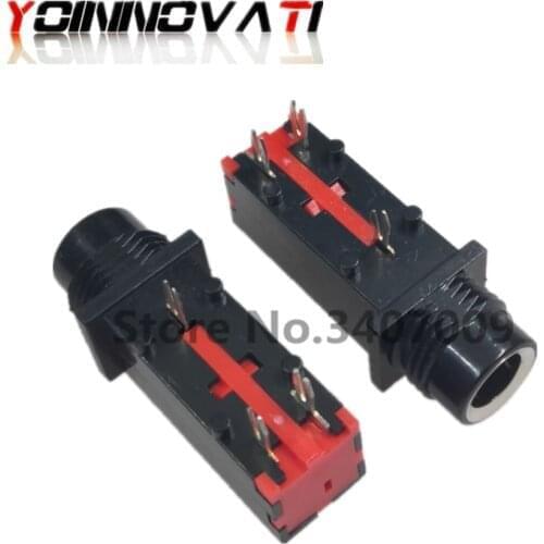 100PCS PJ-309 6.35mm Audio Jack 3Pin Stereo Audio Socket Microphone Welding Line For Microphone Socket