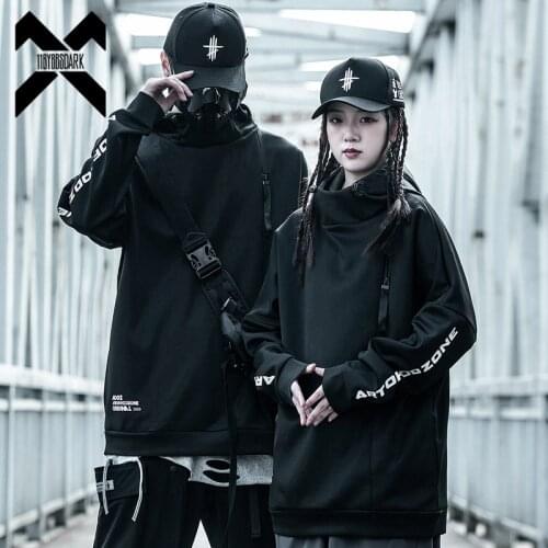 11 BYBBS DARK Techwear Letter Printed Harajuku Hoodie Sweatshirts Mens 2021 Cotton Pullover Hip Hop Streetwear Black WB185