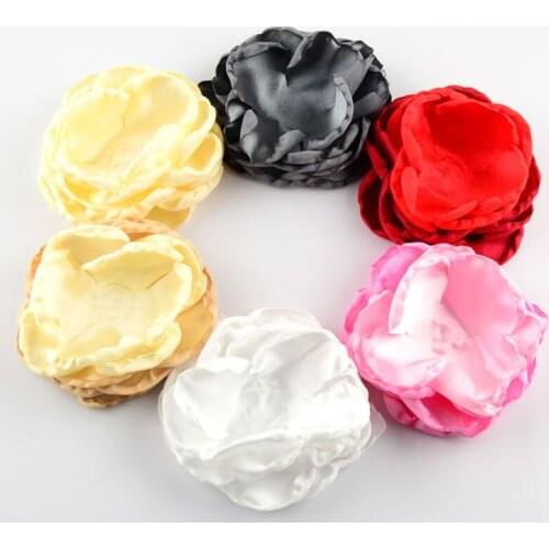 120pcs/lot 24 Color U Pick 3.15" Layered Burned Satin Fabric Rose Flower Applique Wholesale Supply Hair Accessories TH12