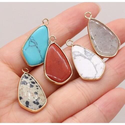 2Pcs Natural Semi-precious Stone Pendant Trendy Turquoises Labradorite Charms for Handmade DIY Earrings Necklace Jewelry Making
