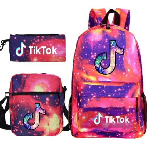 3pcs/Set Backpack TIK TOK Fashion Shoulder Bags Cute 3D Cartoon Print Schoolbag Mochilas Students School Backpack