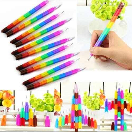 4Pcs Colorful Building Blocks Pencil Creative DIY Pencil Novelty Gift For Kids Stationery Supplies