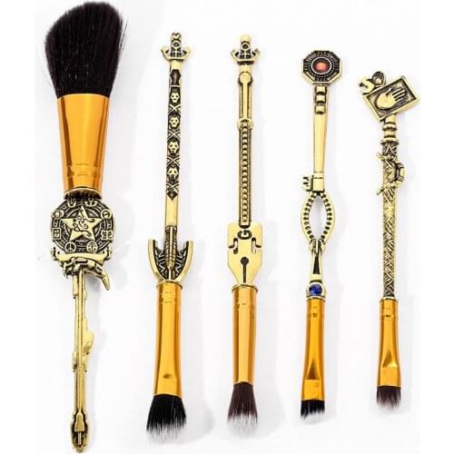 5pcs/set Anime Makeup Brush JoJo Bizarre Adventure Cosplay Accessories Lip Eyeshadow Foundation Blending Brush Makeup with Bag