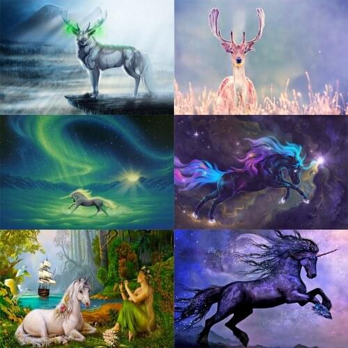 5D DIY Art Diamond Painting Deer and Unicorn Pattern Diamond Mosaic Full Embroidery Home Decoration Room Decoration