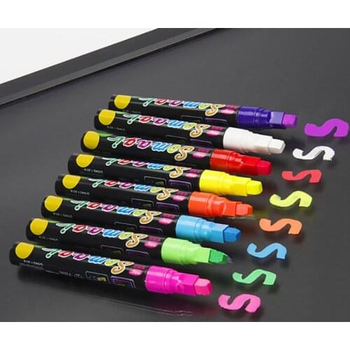 8 Colors Highlighter Fluorescent Liquid Chalk Marker Neon Pen For LED Writing Board Blackboard Glass Painting Graffiti Office Su