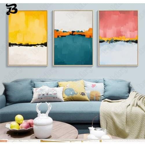 Abstract Colorful Graffiti Poster Print Blue Yellow Pink Canvas Painting Wall Art Pictures for Living Room Bedroom Home Decor