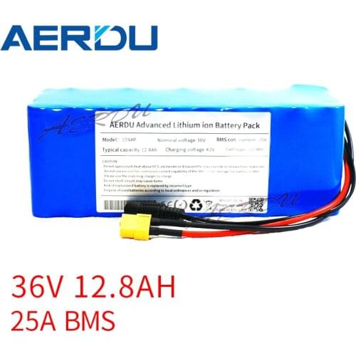 AERDU 36V 10S4P 12.8Ah For LG MH1 18650 13ah 12ah with 25A BMS 42V lithium battery pack ebike electric car bicycle motor scooter