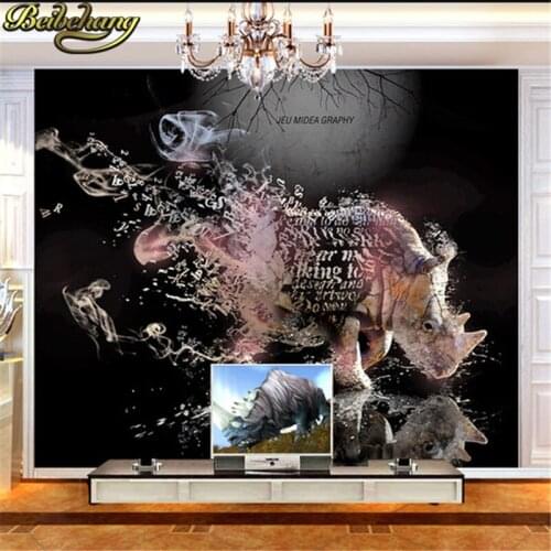 Beibehang Cartoon rhino Custom photo wall paper urban landscape embossed wallpaper for living room bedroom TV 3d mural wallpaper