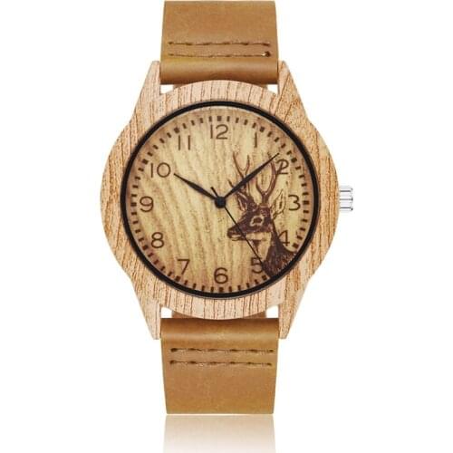 Gorben Imitation Wooden watch Men Casual Leather Strap Quartz Watch Ladies Clock Gifts Wooden Women Wristwatches