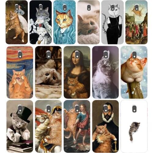 14AA Art Cat gift Soft Silicone Tpu Cover phone Case for Samsung Galaxy J2 J4 Prime J6 Plus J7 2016 2017 case