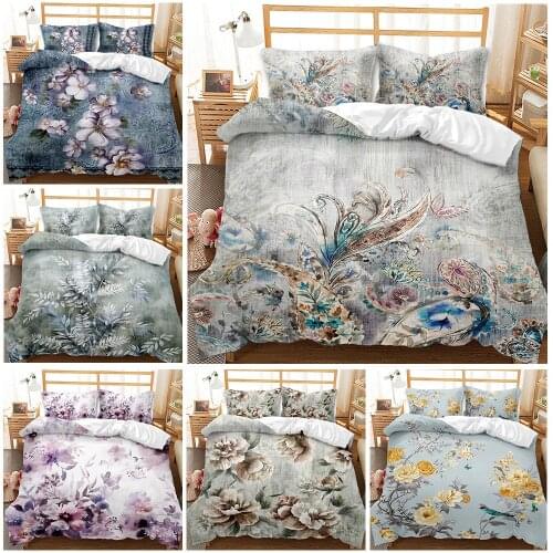 Home Bedding set Duvet cover pillowcase set Carpet of flowers pastoral style Bedclothes Single Double Twin Queen Full king Size