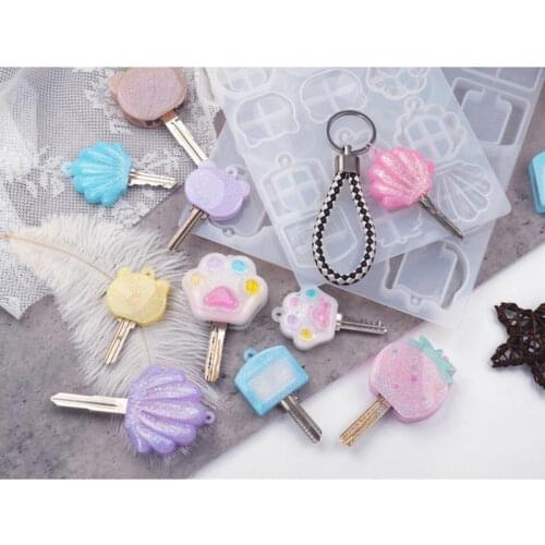 Keycap Epoxy Mold DIY Resin Jewerly Accessories Cat Paws Keychains Seashell Bear Pendant Silicone Molds