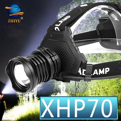ZHIYU Most Powerful XHP70 Led Headlamp Flashlight USB Rechargeable Headlight Waterproof Zooma Fishing Light Use 3*18650 Battery