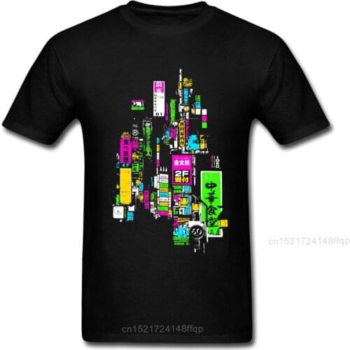 Men Tokyo T Shirt Japan Chic T-shirt Neon City Tshirts Short Sleeve Clothes Summer Top Anime Tees Funky Black Sweatshirts Cotton