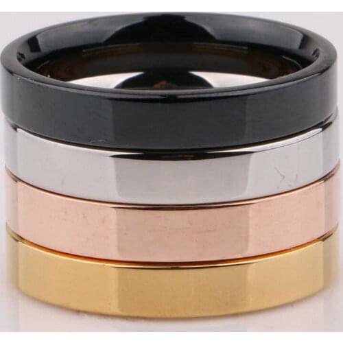 Titanium Steel 4mm Silver Color Gold Color Rose Gold Color Black Band Ring Lover Couple Engagement Rings Wedding Jewelly