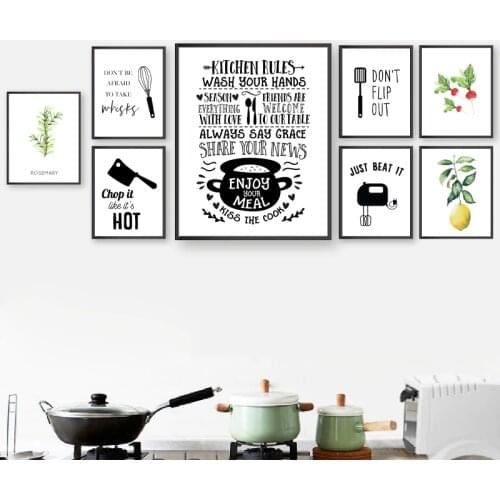 Kitchen Rules Wall Art Canvas Painting Kitchen Typography Quote Modern Minimalism Posters And Prints Wall Pictures Kitchen Decor